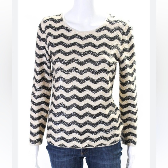 J.Crew black and cream striped sequin dress M - Picture 5 of 5